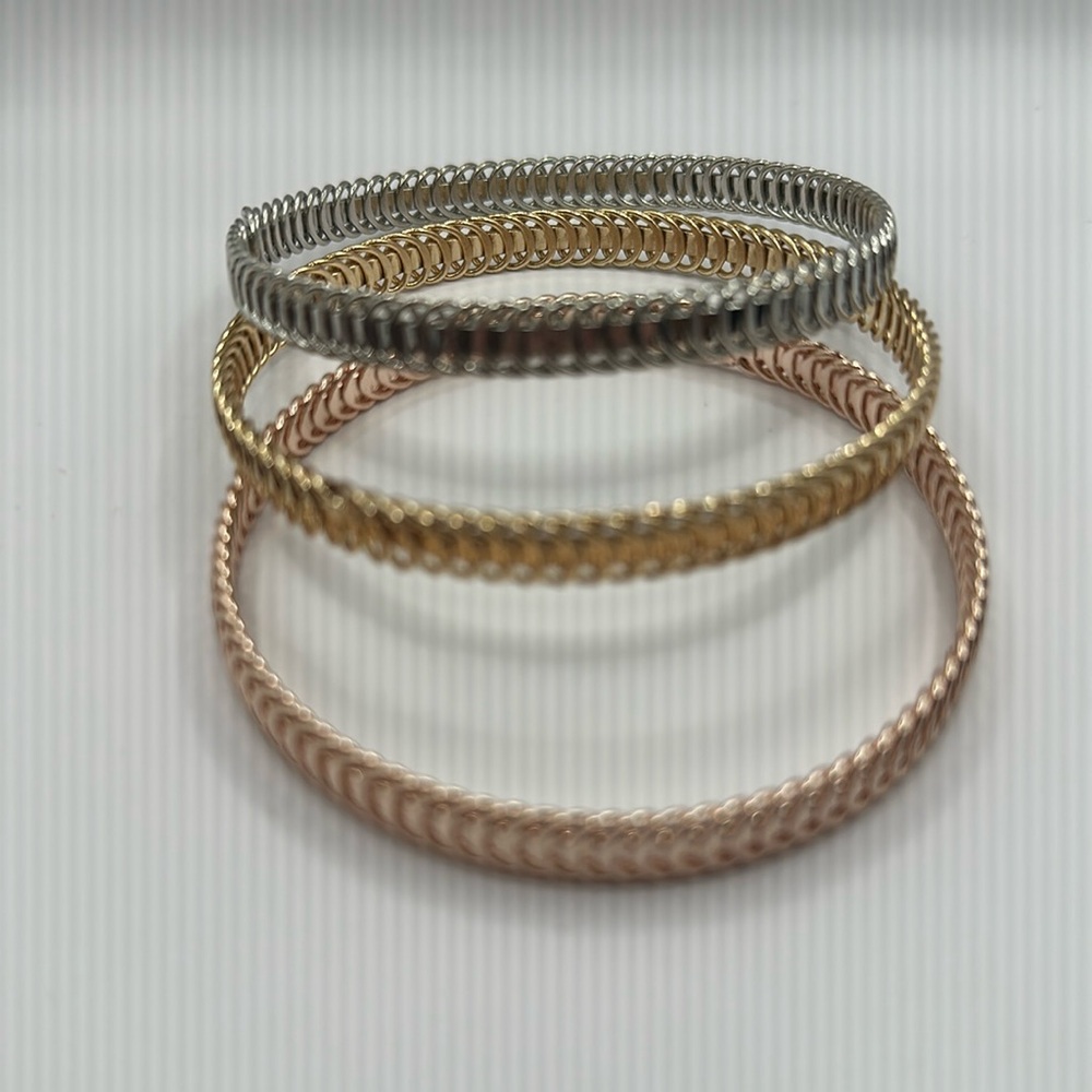 set of 3 bracelets - 1 gold 1 rose gold 1 silver
